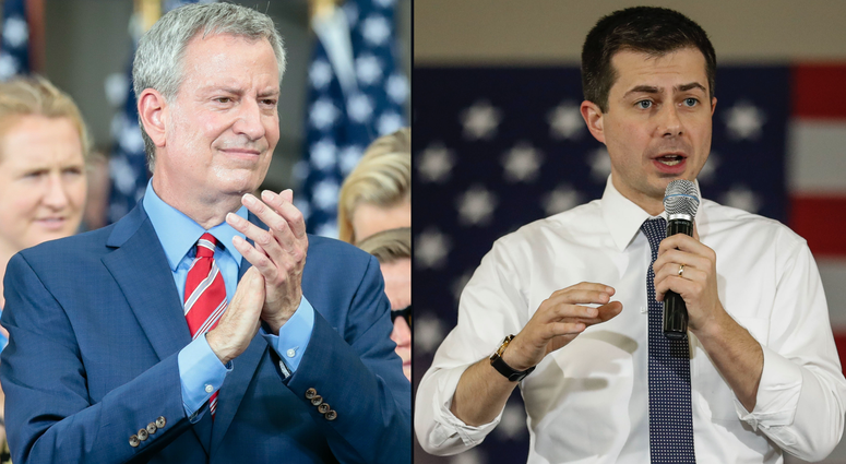 Mayor de Blasio and Pete Buttigieg. De Blasio Buttigieg