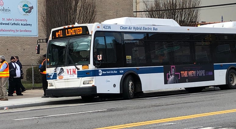 Woman hit by MTA bus she just exited in Brooklyn Woman hit by MTA bus she just exited in Brooklyn