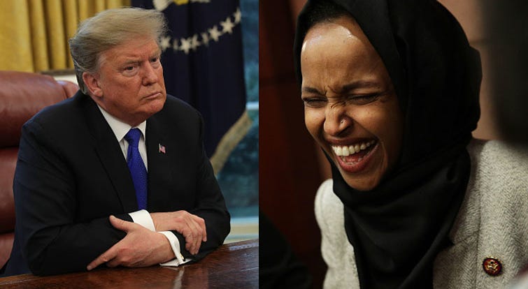 President Donald Trump and Rep. Ilhan Omar President Donald Trump and Rep. Ilhan Omar