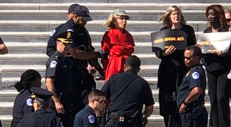 Jane Fonda was arrested at the Capitol. Jane Fonda arrested