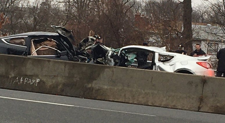 The crash scene. 3 killed in Queens crash