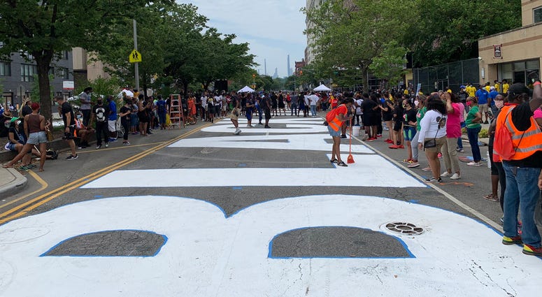 The Black Lives Matter mural in Harlem. Black Lives Matter mural Harlem