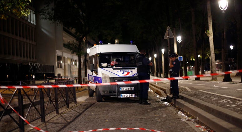 An evidence is seen at the site of a knife attack in Paris, Monday, Sept. 10, 2018. A several people were injured in a knife attack in central Paris late Sunday but police said that terrorism was not suspected. An evidence is seen at the site of a knife attack in Paris, Monday, Sept. 10, 2018. A several people were injured in a knife attack in central Paris late Sunday but police said that terrorism was not suspected.