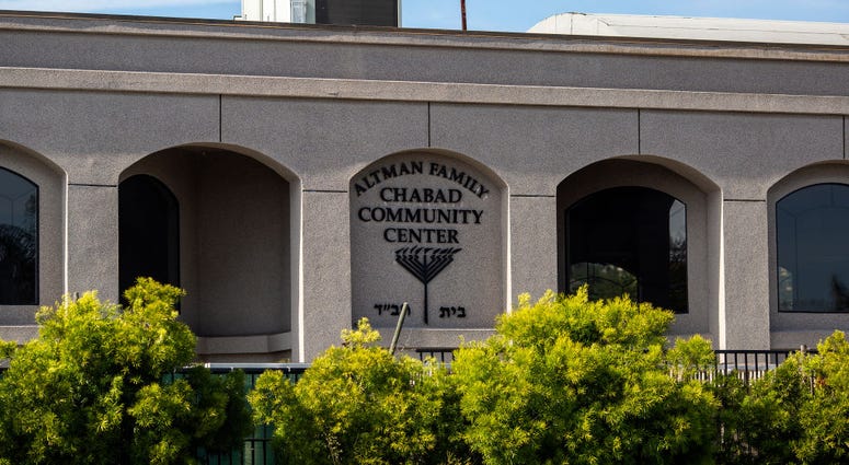 The exterior of the Congregation Chabad synagogue is seen on April 27, 2019 in Poway, California. A gunman opened fire at the synagogue on the last day of Passover leaving one person dead and three others injured. The exterior of the Congregation Chabad synagogue is seen on April 27, 2019 in Poway, California. A gunman opened fire at the synagogue on the last day of Passover leaving one person dead and three others injured.