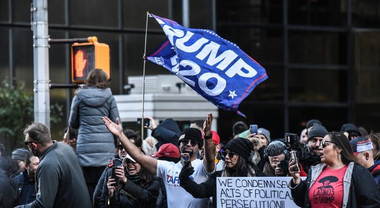 Protesters from various anti-fascist groups rally against the Proud Boys on November 16, 2019 in New York City. Antifa Proud Boys Trump Tower