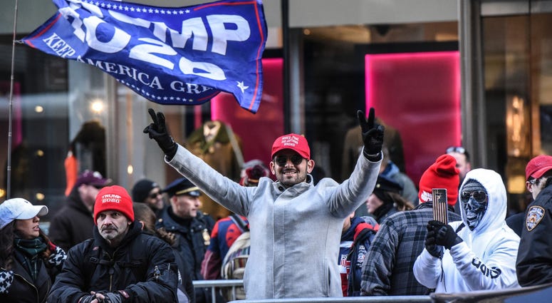 Protesters from various anti-fascist groups rally against the Proud Boys on November 16, 2019 in New York City. Antifa Proud Boys Trump Tower