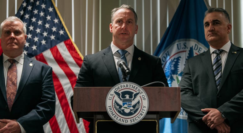 Immigration and Customs Enforcement Acting Director Matthew Albence speaks at a press conference on January 17, 2020 in New York City. Matthew Albence