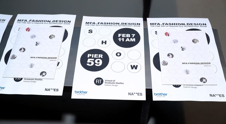 Signage during Fashion Institute Of Technology's Fine Art Of Fashion And Technology Show at Pier 59 Studios on February 07, 2020 in New York, New York. FIT fashion show