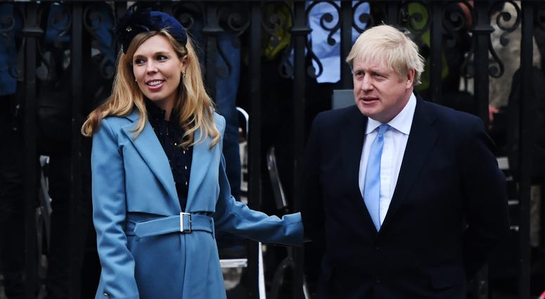 UK Prime Minister Boris Johnson and his fiancee Carrie Symonds leave the Commonwealth Day Service 2020 at Westminster Abbey on March 09, 2020 in London, England. Boris Johnson