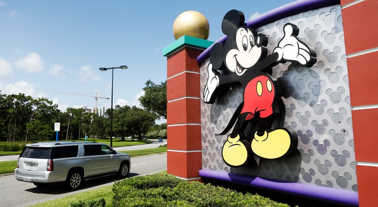 A view of Mickey Mouse at the Walt Disney World theme park entrance on July 9, 2020 in Lake Buena Vista, Florida.