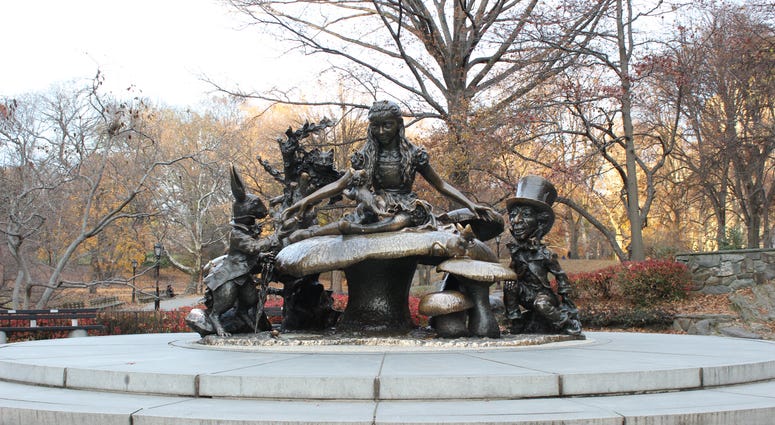 Alice and her cast of storybook friends found their way to Central Park in 1959, when philanthropist George Delacorte commissioned this bronze statue as a gift to the children of New York City. Alice in Wonderland Central Park