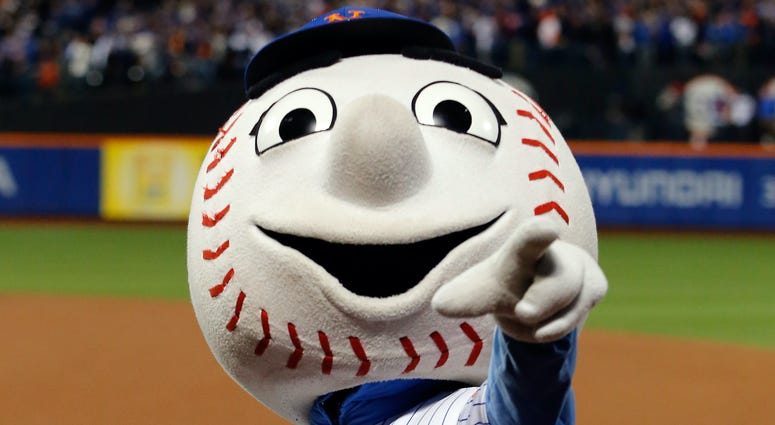 Mr Met during Game Four of the 2015 World Series at Citi Field on October 31, 2015 in the Flushing neighborhood of the Queens borough of New York City. Mr. Met
