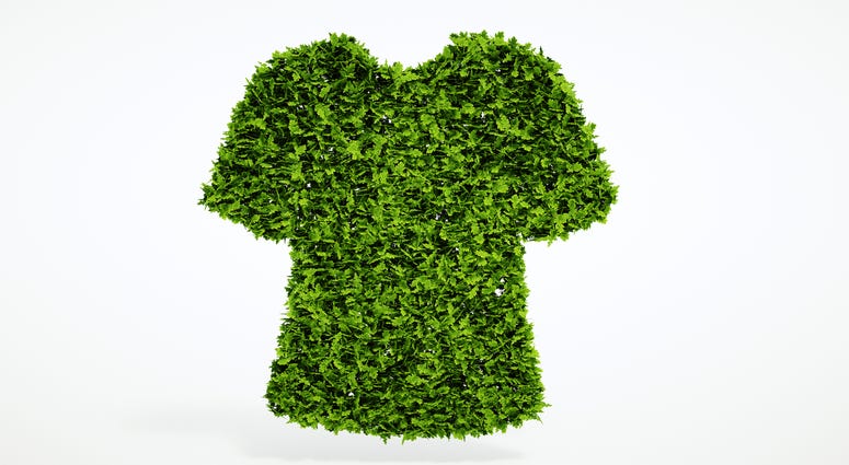 Sustainable clothing: T-shirt made from green leaves
