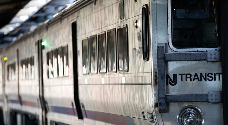 An NJ Transit train in Hoboken. NJ Transit train