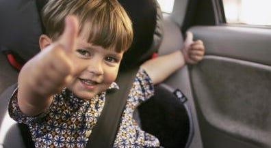 Charlie Woodhouse gestures from his new child seat Charlie Woodhouse gestures from his new child seat