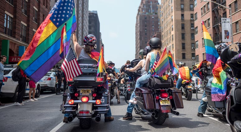 general view of atmosphere during the 2018 New York City Pride March on June 24, 2018 in New York City. Pride Parade 2018