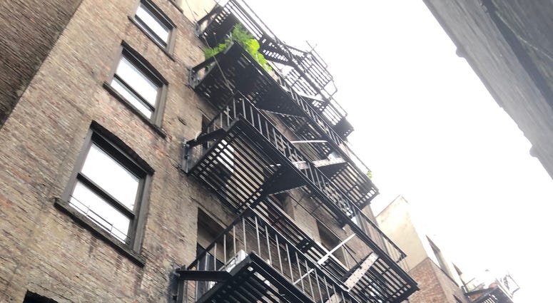 The fire escape from which the man fell. Deadly fall fire escape