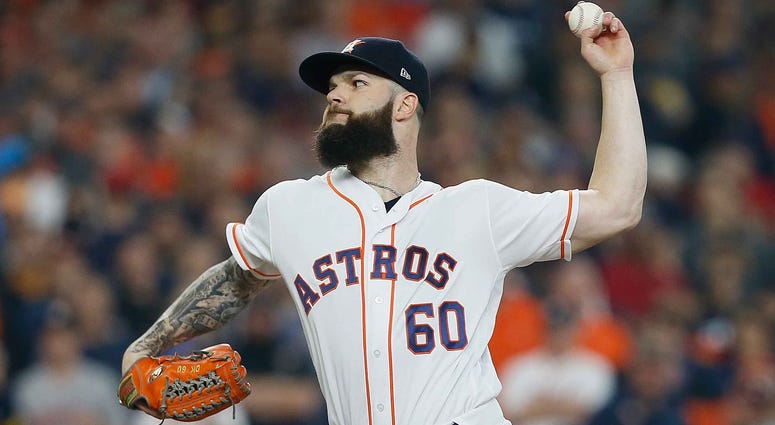 Dallas Keuchel Dallas Keuchel delivers a pitch for the Houston Astros in the 2018 MLB playoffs.