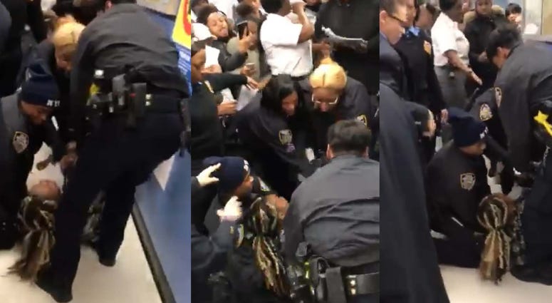 Video shows the intense altercation unfold. NYPD WOMAN BABY