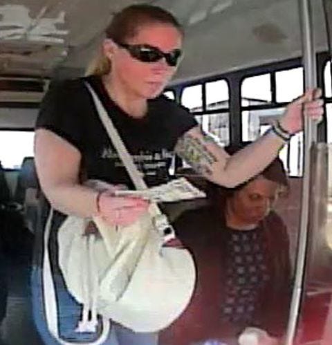 Paramus police say Nicole Travers fled multiple robberies on a Jitney bus. Paramus police say Nicole Travers fled multiple robberies on a Jitney bus.