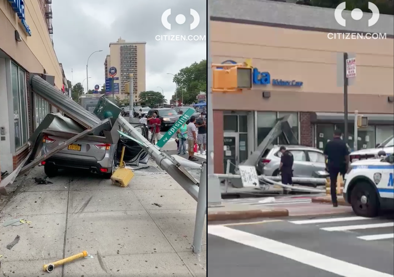 Video of the crash scene. SUV crashes into Queens store