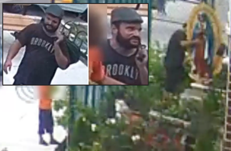 The suspect. Virgin Mary statue Coney Island church