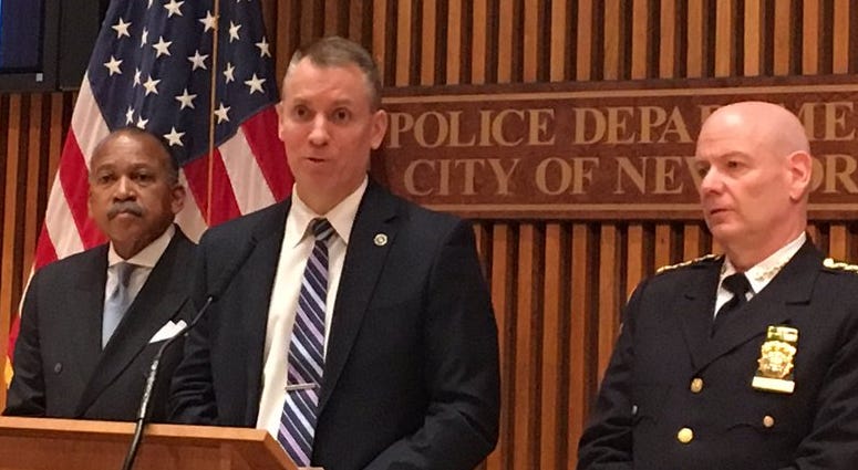 NYPD Chief of Detectives Dermot Shea at news conference on Frank Cali shooting.