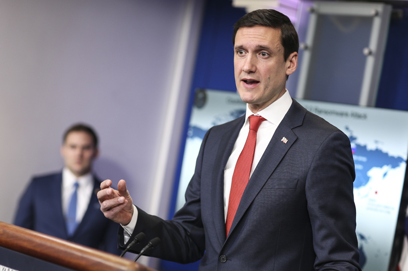 White House Homeland Security Adviser Tom Bossert speaks during a briefing on the attribution of the WannaCry Malware Attack to North Korea in the Brady Press Briefing Room at the White House, in Washington, DC., on December 19, 2017. White House Homeland Security Adviser Tom Bossert speaks during a briefing on the attribution of the WannaCry Malware Attack to North Korea in the Brady Press Briefing Room at the White House, in Washington, DC., on December 19, 2017.