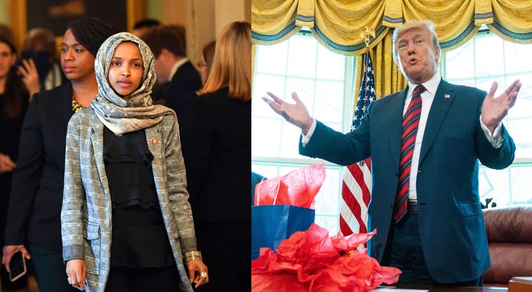 Rep. Ilhan Omar and President Donald Trump. Rep. Ilhan Omar and President Donald Trump.
