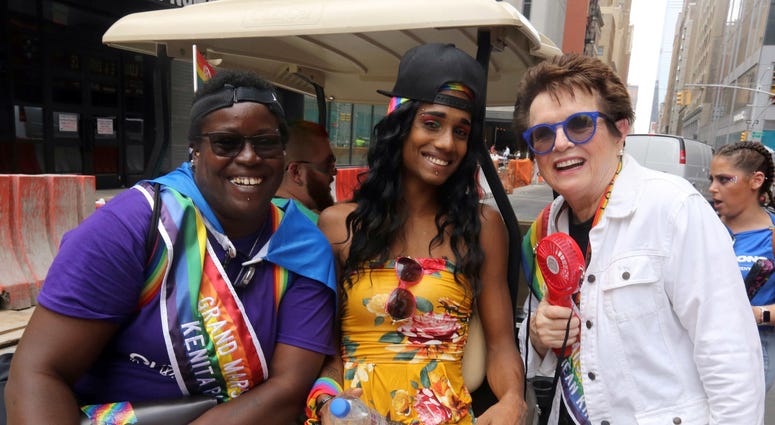 Billie Jean King, Kenita Placide and Twinkle Bissoon at the NYC Pride March. NYC Pride