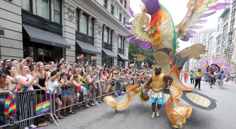 One of the many colorful characters seen along the parade route. NYC Pride