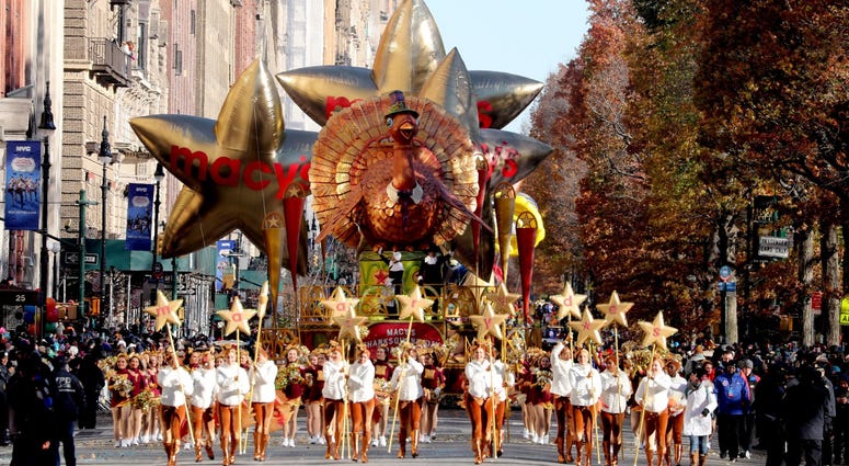 The first balloon in the Macy's Thanksgiving Day Parade makes its way down Central Park West in Manhattan Nov. 22, 2018. Thanksgiving Parade