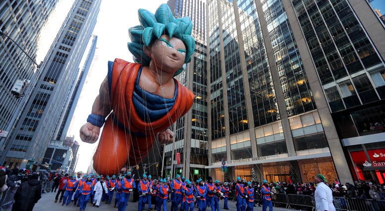 The Goku balloon makes its way down 6th Ave. in Manhattan during the annual Macy's Thanksgiving Day Parade Nov. 22, 2018. Thanksgiving Parade