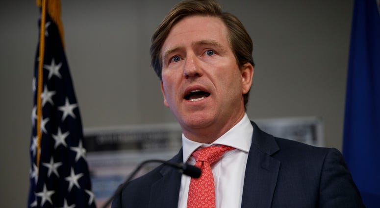 Christopher Krebs, undersecretary of the Department of Homeland Security's National Protection and Programs Directorate, speaks during a news conference on election cyber security, Friday, Oct. 19, 2018, in Arlington, Va.