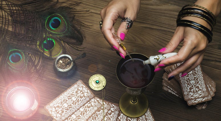 Witch prepares a magic potion. Witchcraft