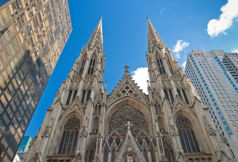 Low angle view of St. Patrick's Cathedral Low angle view of St. Patrick's Cathedral