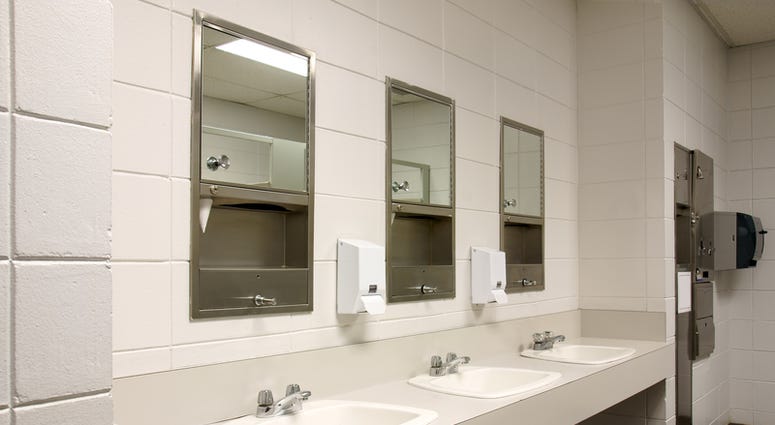 A public bathroom. A public bathroom.