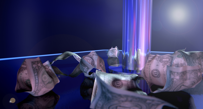 Stripper pole and crumpled bills. Stripper pole and crumpled bills.