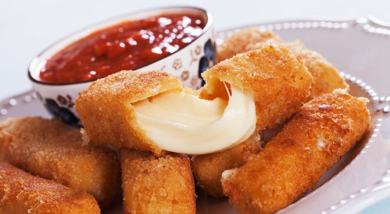 Breaded mozzarella sticks. Breaded mozzarella sticks.