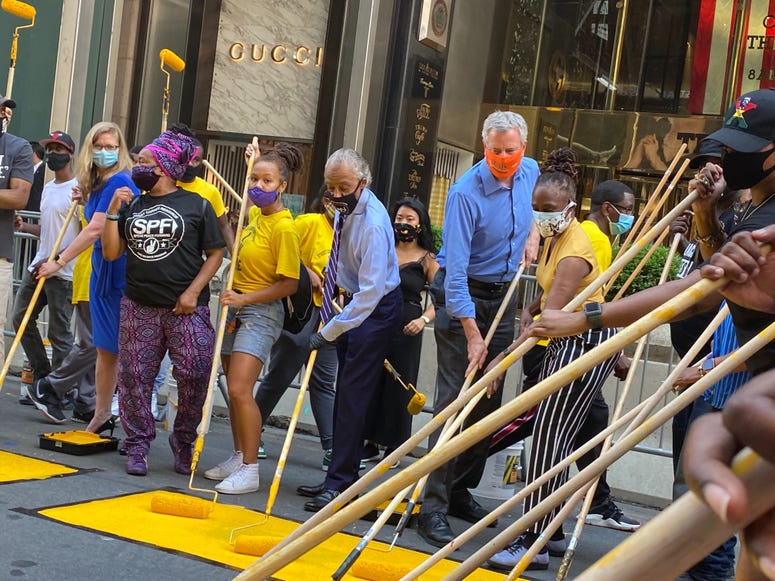 The mural outside Trump Tower. Black Lives Matter mural