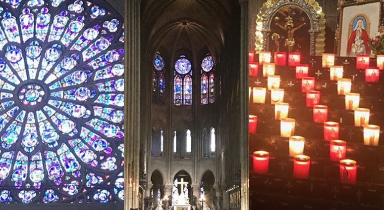 Leonia High School students took these photos inside the cathedral before it burned. Leonia High School Notre Dame