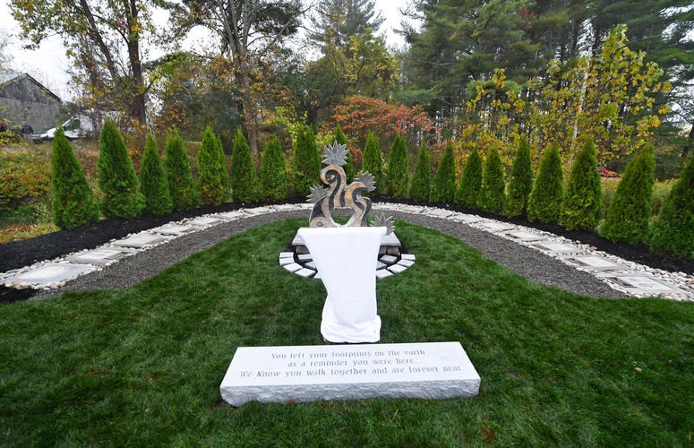 View of the Reflective Memorial before family members, friends and first responders gather for a memorial unveiling ceremony, on the one year anniversary of the Schoharie limousine crash that killed 20 people. Schoharie