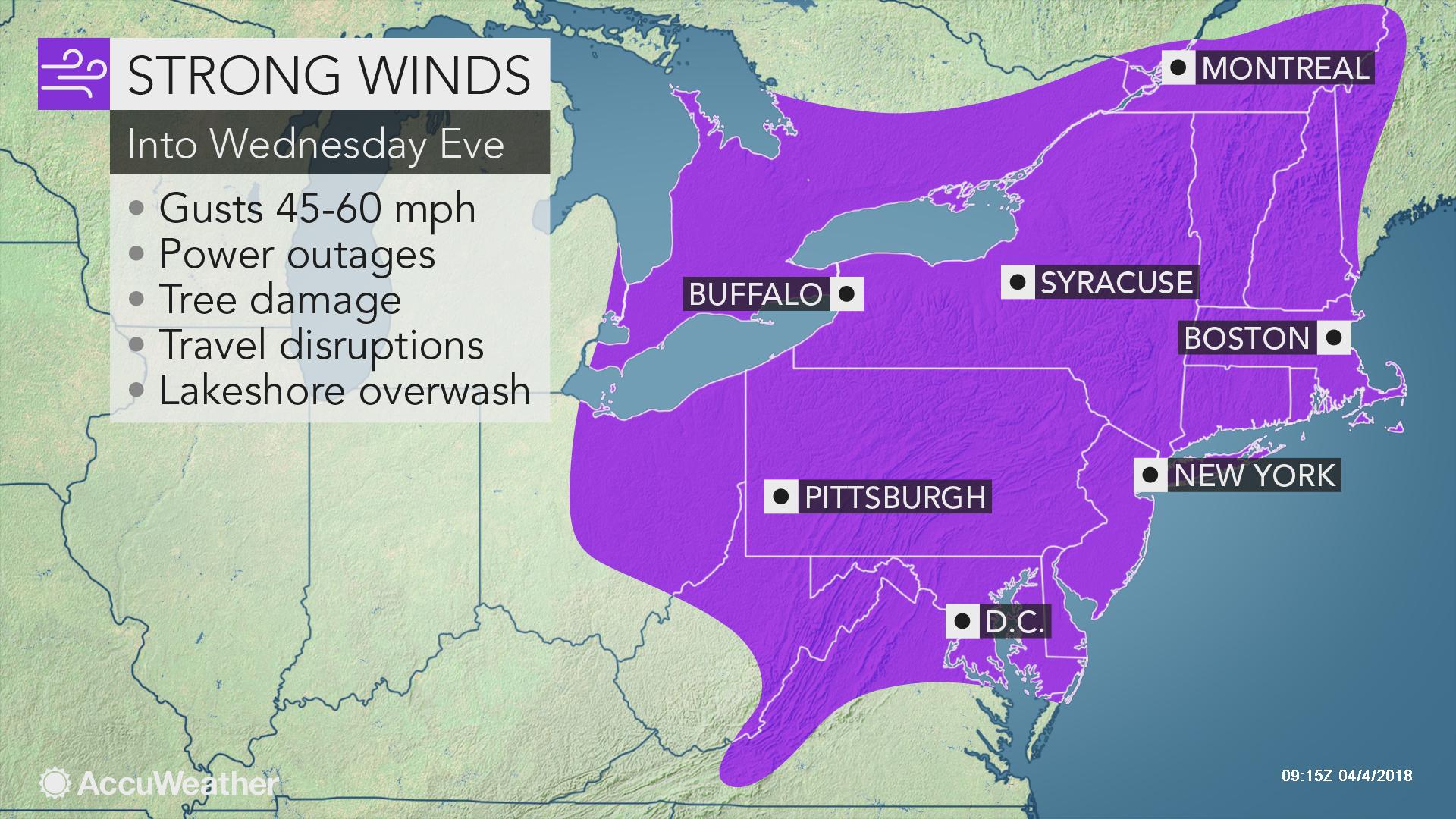 AccuWeather wind forecast for April 4, 2018 AccuWeather wind forecast for April 4, 2018