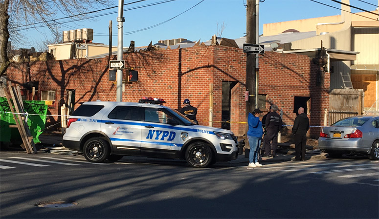 Firefighters worked for an hour to rescue a worker trapped under rubble in East New York. Firefighters worked for an hour to rescue a worker trapped under rubble in East New York.