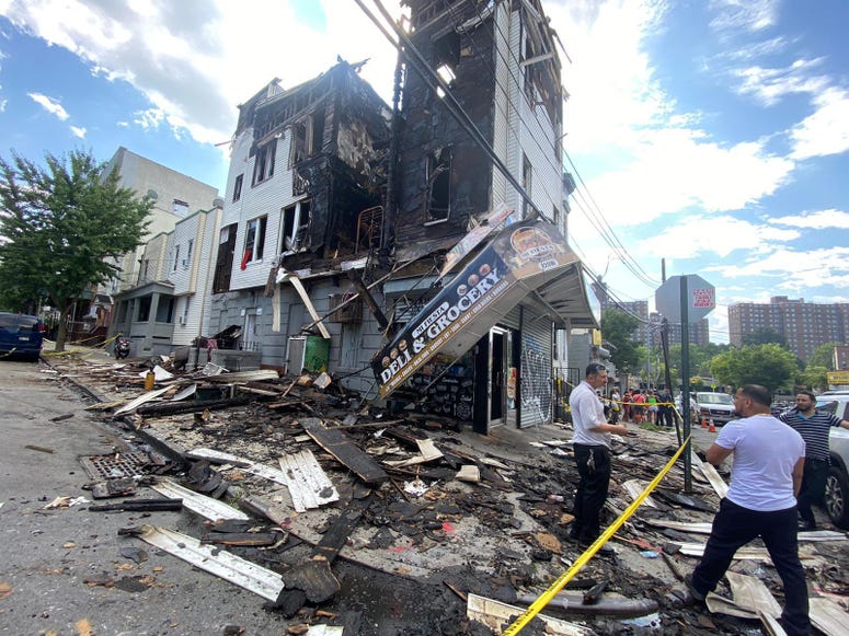 The apartment building that was destroyed in the fire. Bronx apartment fire