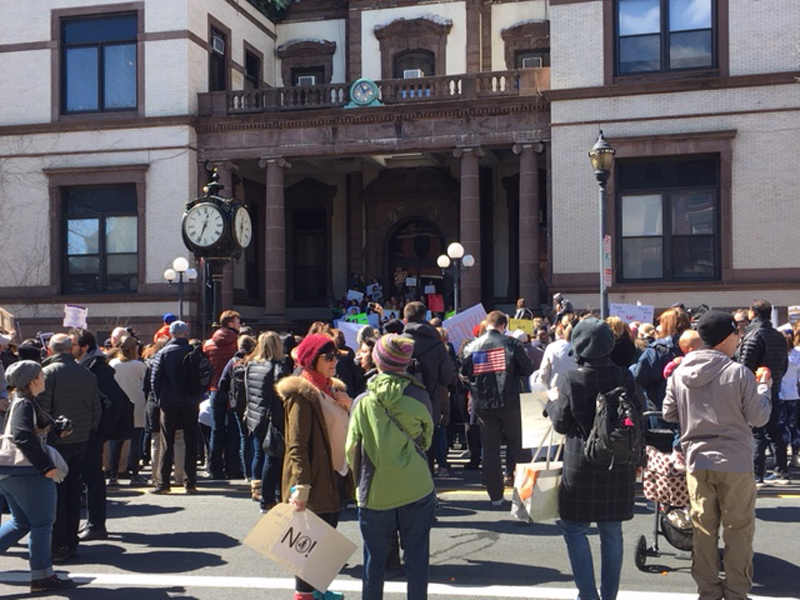 A crowd gathers for a gun control rally in Hoboken. A crowd gathers for a gun control rally in Hoboken.