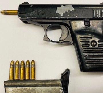 One of the illegal guns confiscated by police. One of the illegal guns confiscated by police.