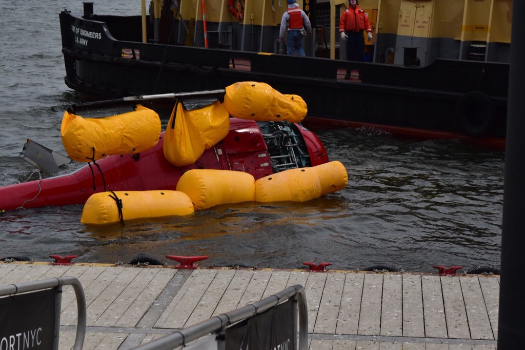 Helicopter being pulled from East River