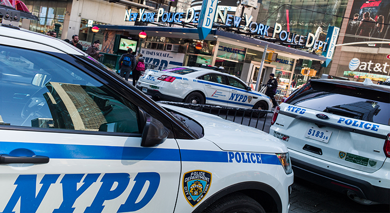 NYPD cruisers in Times Square