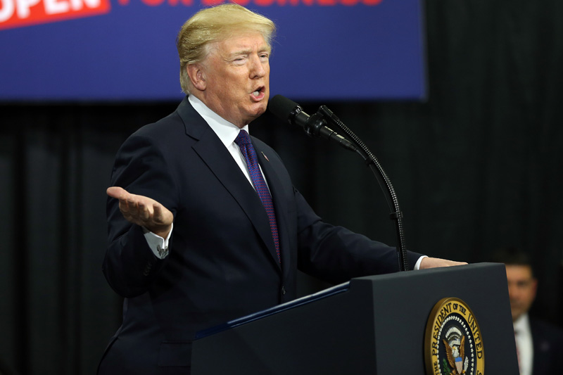 Feb. 5, 2018; Blue Ash, OH, USA; President Donald Trump tours and speaks at Sheffer Corporation. Feb. 5, 2018; Blue Ash, OH, USA; President Donald Trump tours and speaks at Sheffer Corporation.